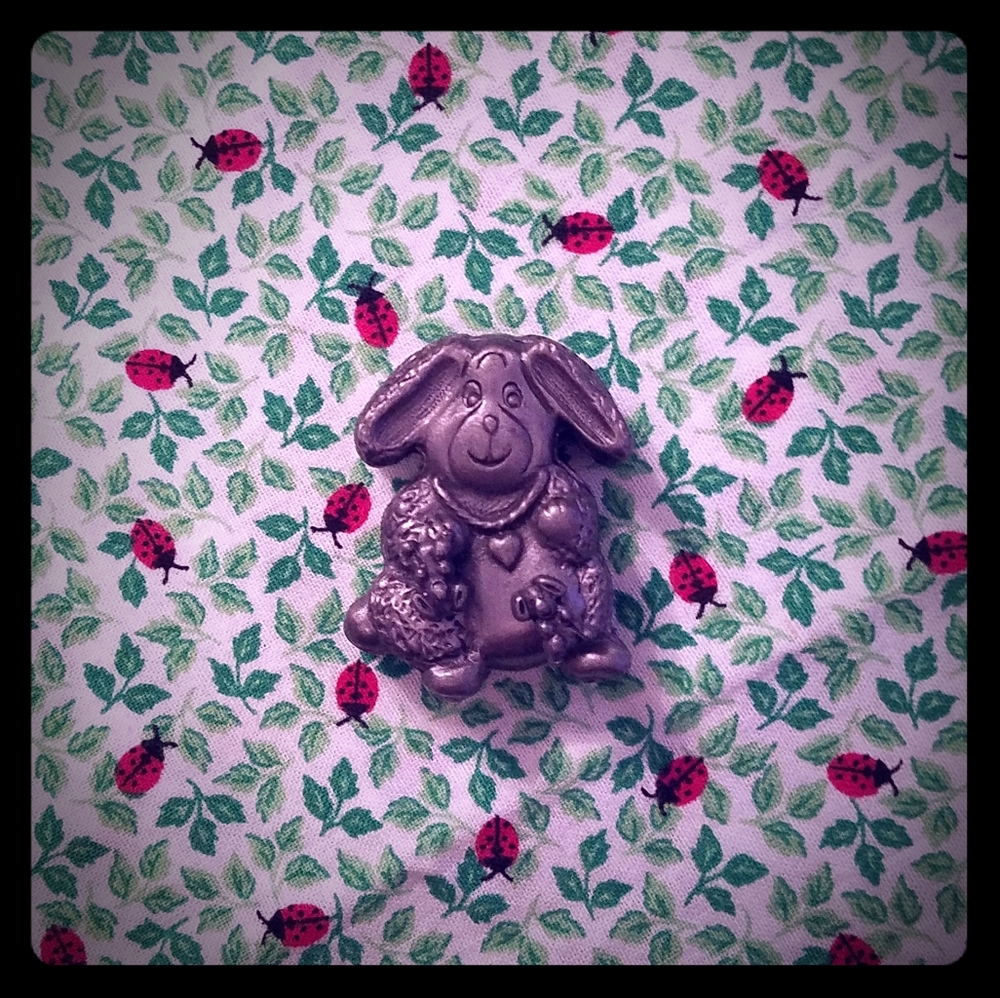Vintage pewter bunny trinket set